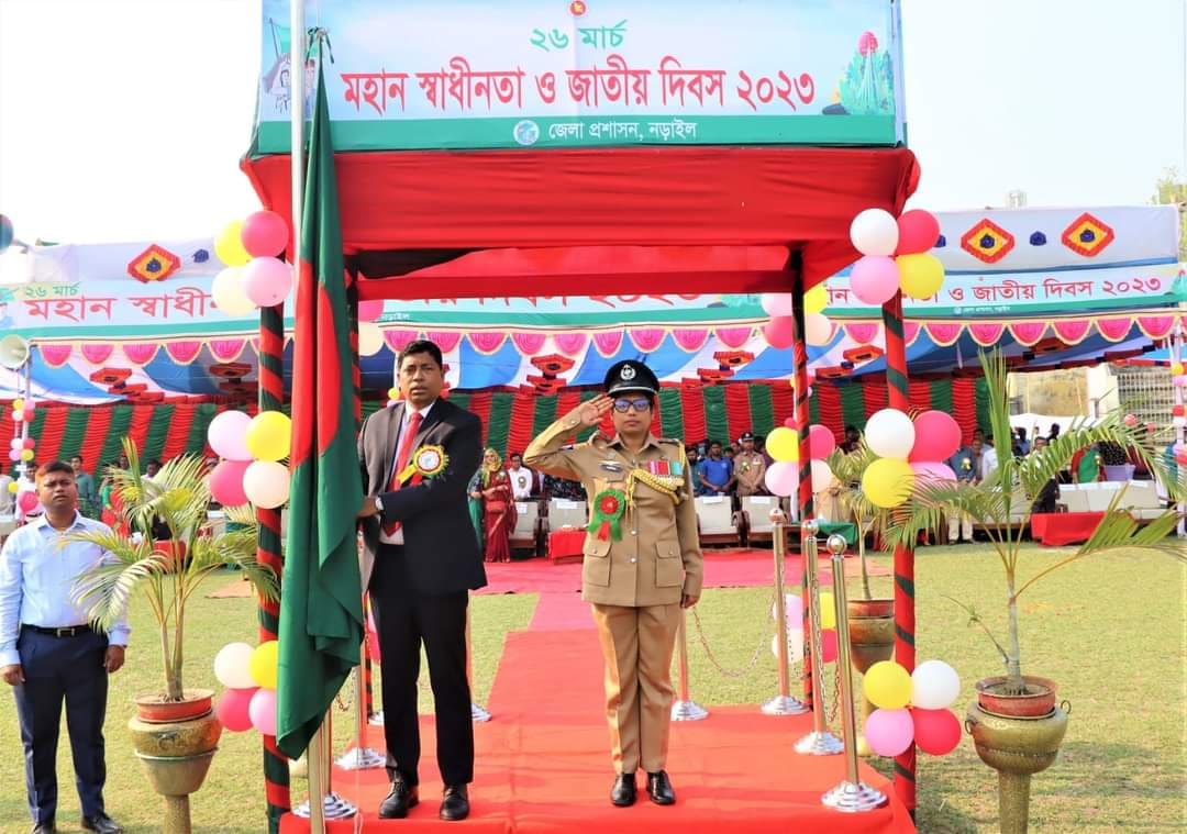 নড়াইলে মহান স্বাধীনতা ও জাতীয় দিবস উপলক্ষে পুস্পস্তবক অর্পণ ও শহিদদের বিনম্র শ্রদ্ধায় স্মরণ